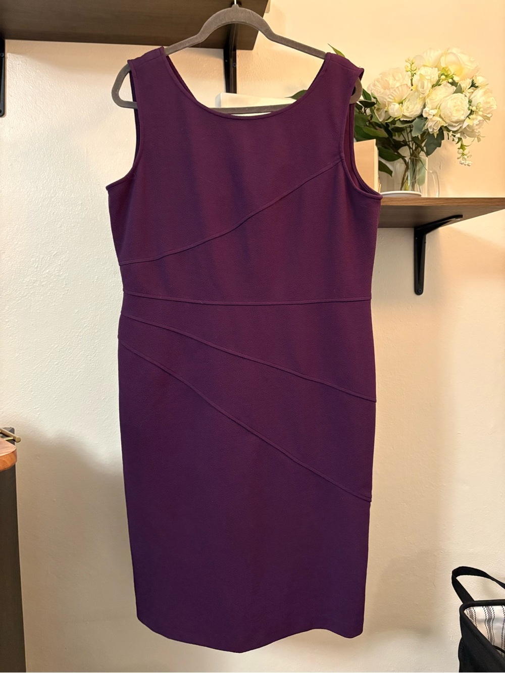 Sleeveless Plum Midi Sheath Dress